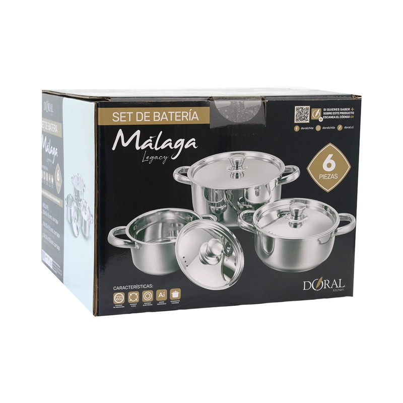 BATERÍA DE COCINA DORAL MALAGA LEGACY 6 PIEZAS PLATA - 4