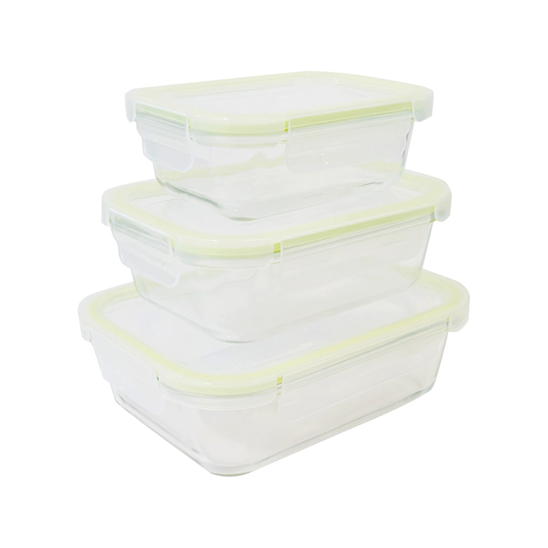 SET 3 CONTENEDORES HERMÉTICOS DORAL FRESH RECTANGULAR VIDRIO - 3