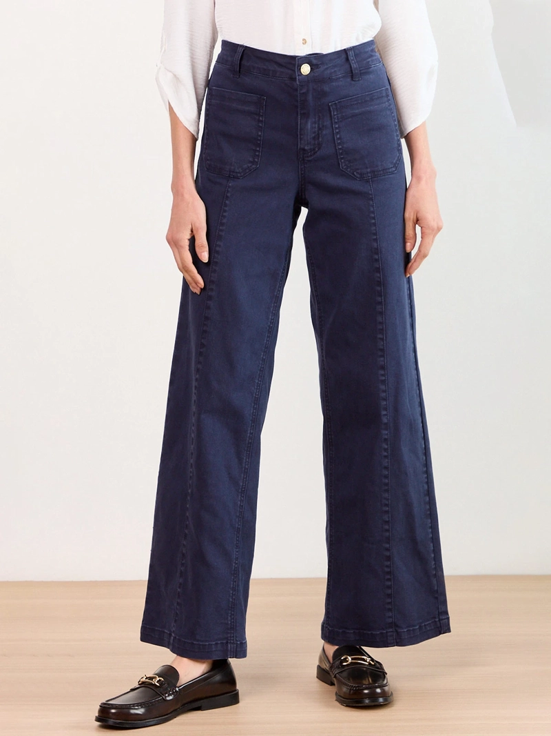 JEANS MUJER MAGRIFFE WIDELEG FIT TIRO ALTO BOLSILLOS PARCHES DELANTEROS Y TRASEROS - 2