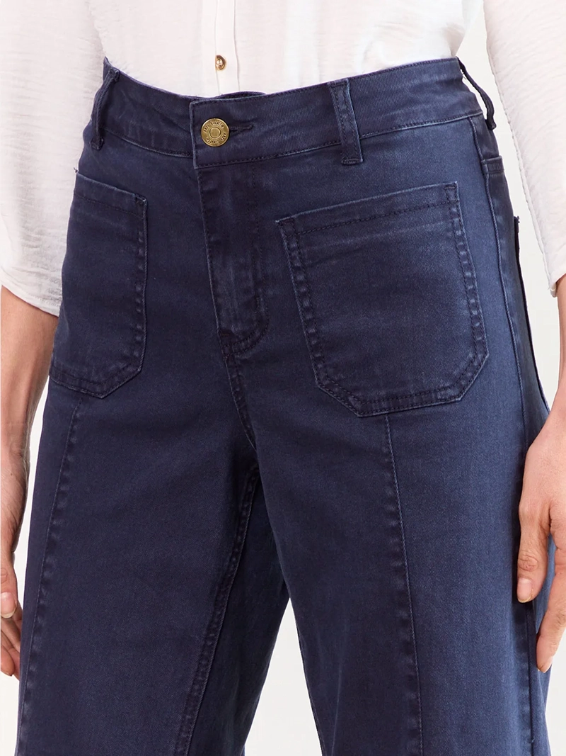JEANS MUJER MAGRIFFE WIDELEG FIT TIRO ALTO BOLSILLOS PARCHES DELANTEROS Y TRASEROS - 4