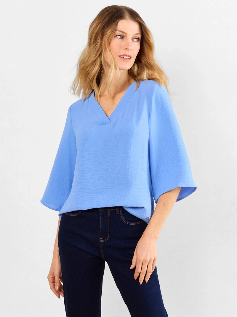 BLUSA MUJER MAGRIFFE MANGA TRES CUARTOS ESCOTE EN V - 1