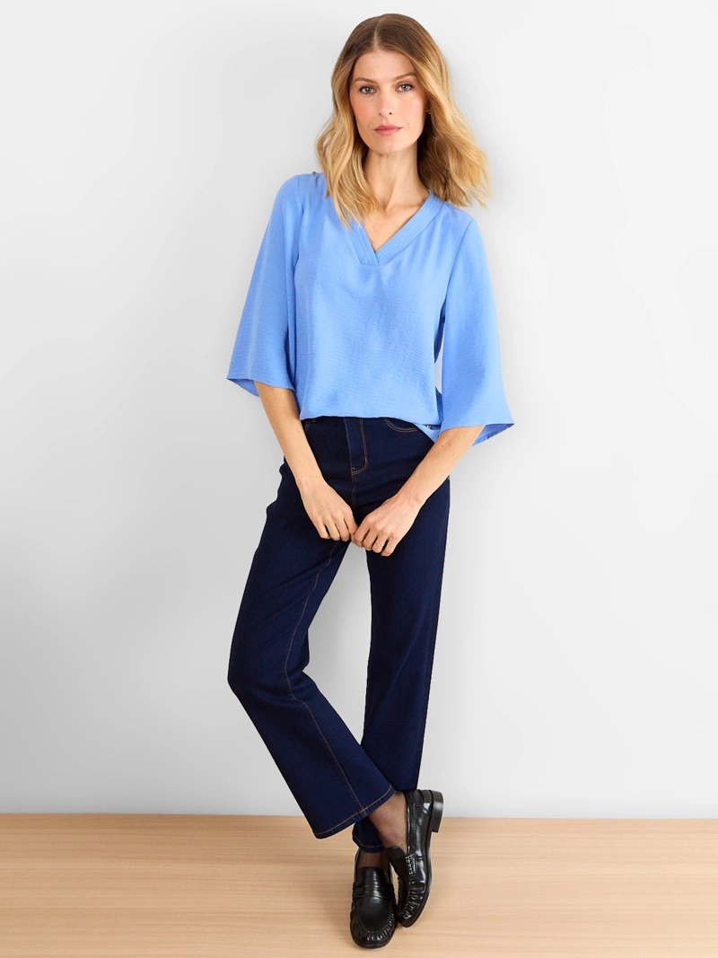 BLUSA MUJER MAGRIFFE MANGA TRES CUARTOS ESCOTE EN V - 4