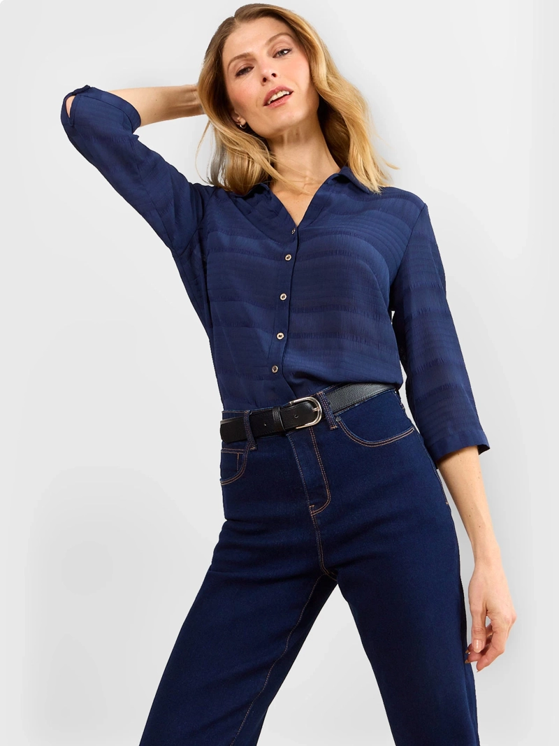 BLUSA MUJER MAGRIFFE MANGA TRES CUARTOS CUELLO CAMISERO