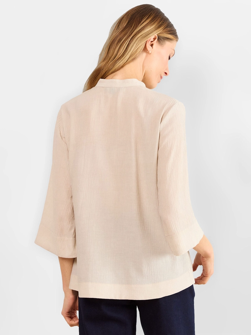 BLUSA MUJER MAGRIFFE MANGA TRES CUARTOS HOLGADA ESCOTE EN V LISA  - 2