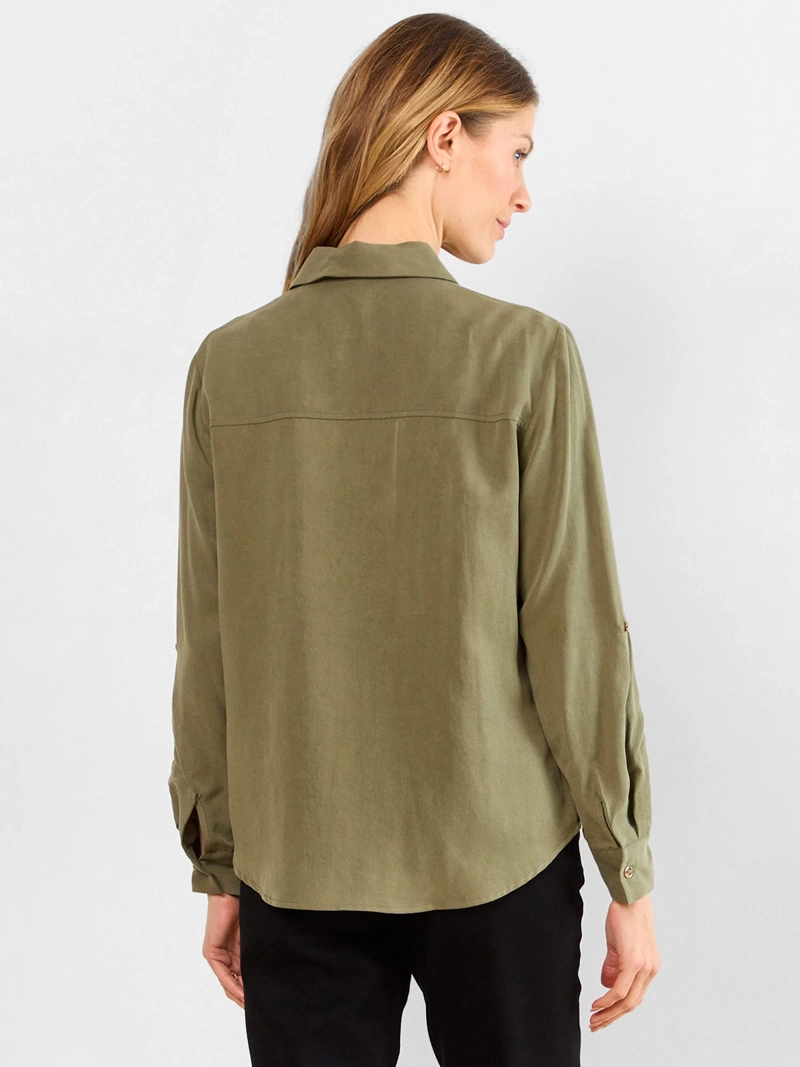 BLUSA MUJER MAGRIFFE MANGA LARGA CUELLO CAMISERO CIN BOLSILLOS EN TAPETA - 2