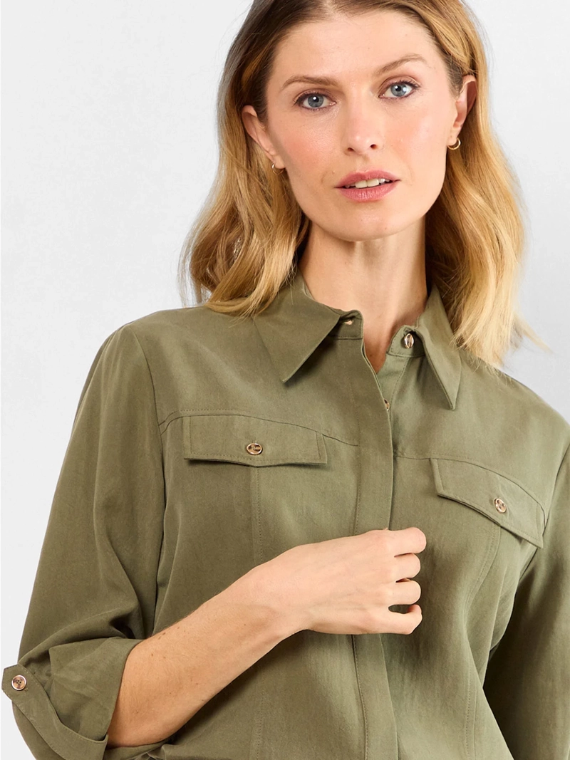 BLUSA MUJER MAGRIFFE MANGA LARGA CUELLO CAMISERO CIN BOLSILLOS EN TAPETA - 3