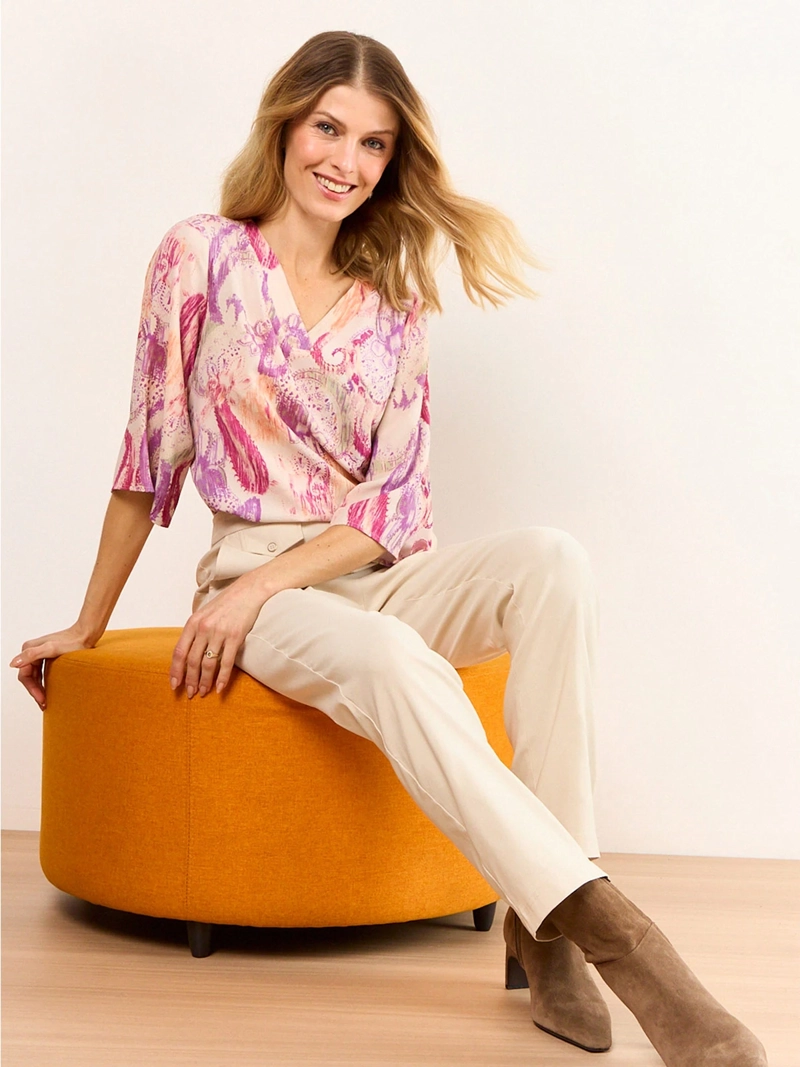 BLUSA MUJER MAGRIFFE MANGA TRES CUARTOS ESCOTE EN V - 4