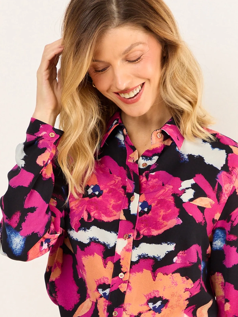 BLUSA MUJER MAGRIFFE MANGA LARGA CAMISERA ESTAMPADA - 3