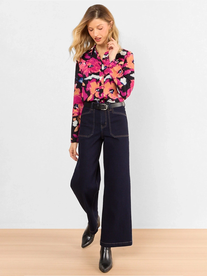 BLUSA MUJER MAGRIFFE MANGA LARGA CAMISERA ESTAMPADA - 4
