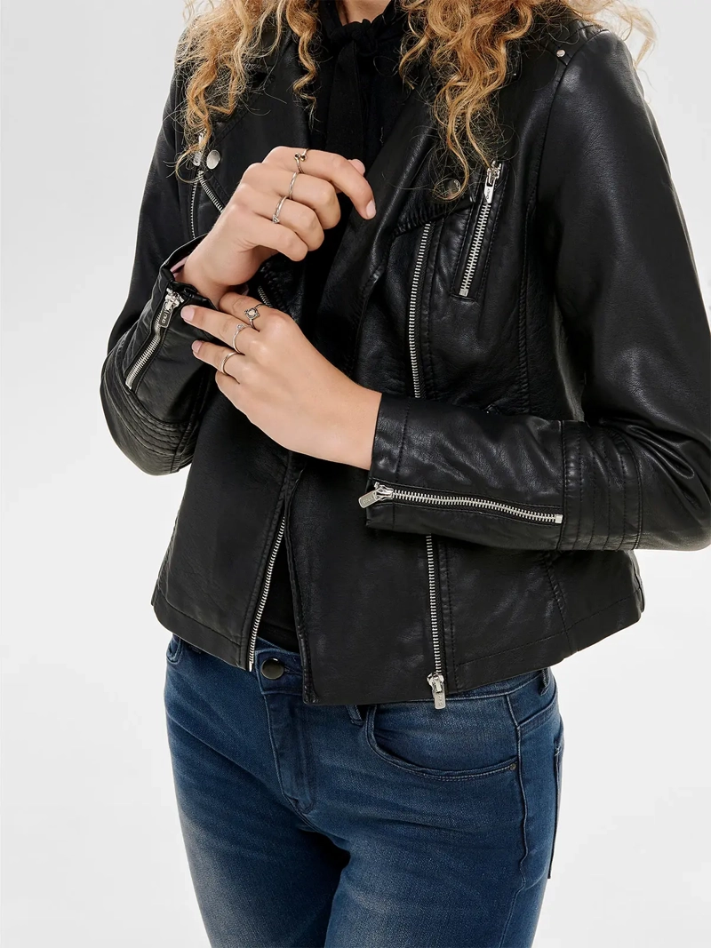 CHAQUETA MUJER ONLY BIKER EFECTO CUERO - 4