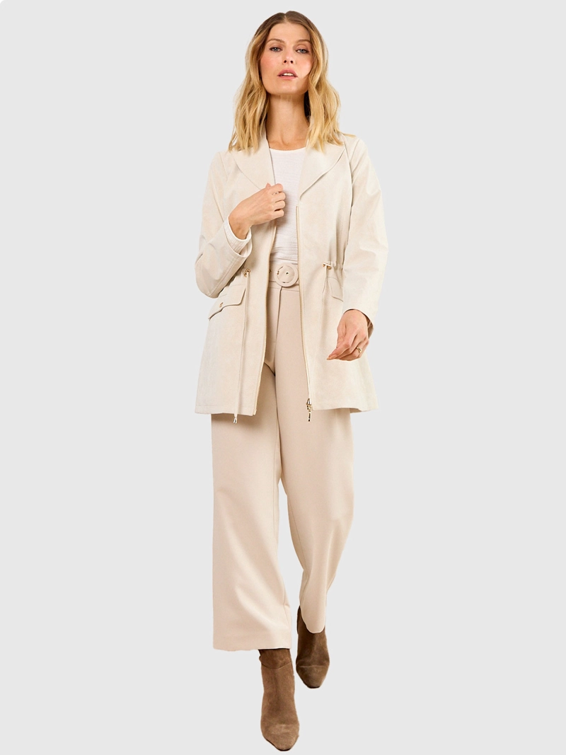 TRENCH MUJER MA GRIFFE IMPERMEABLE LAZO CINTURA BOLSILLOS BROCHE - 4