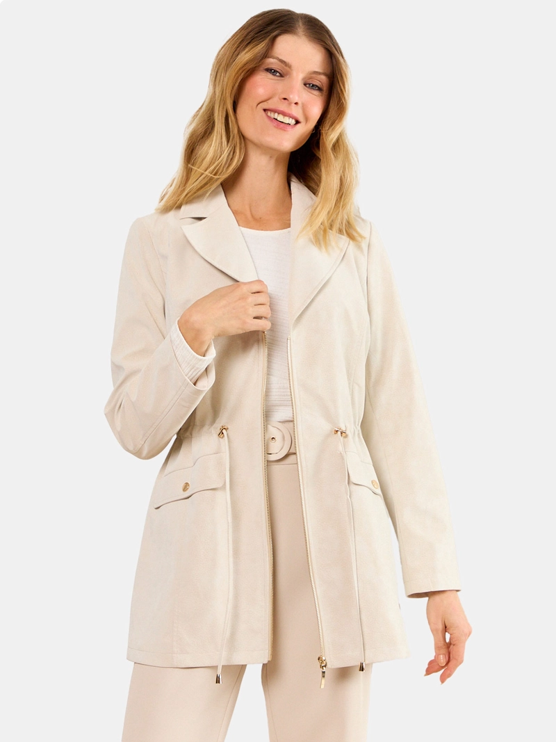 TRENCH MUJER MA GRIFFE IMPERMEABLE LAZO CINTURA BOLSILLOS BROCHE - 1
