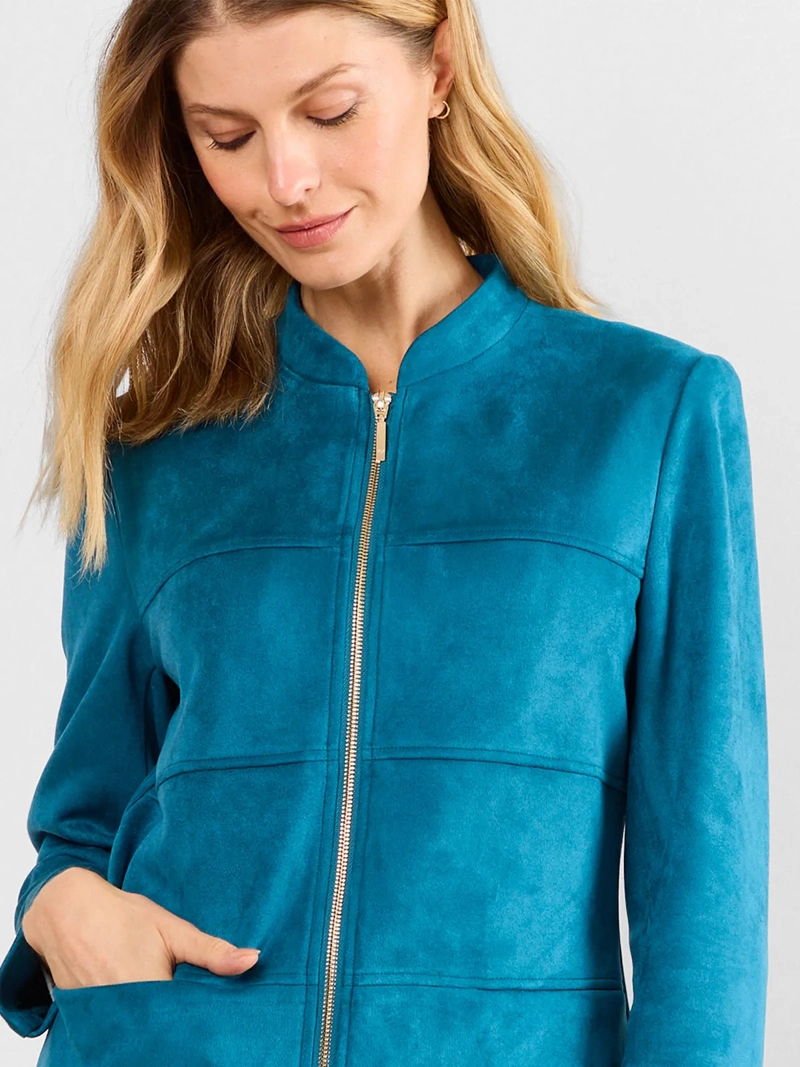 CHAQUETA  MUJER MAGRIFFE CUELLO MAO CON CORTES HORIZONTALES Y CIERRE METÁLICO - 3