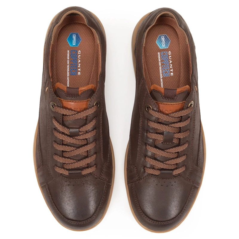 ZAPATILLAS HOMBRE GUANTE CASUALES CHOCOLATE HOLLAND CUERO - 4