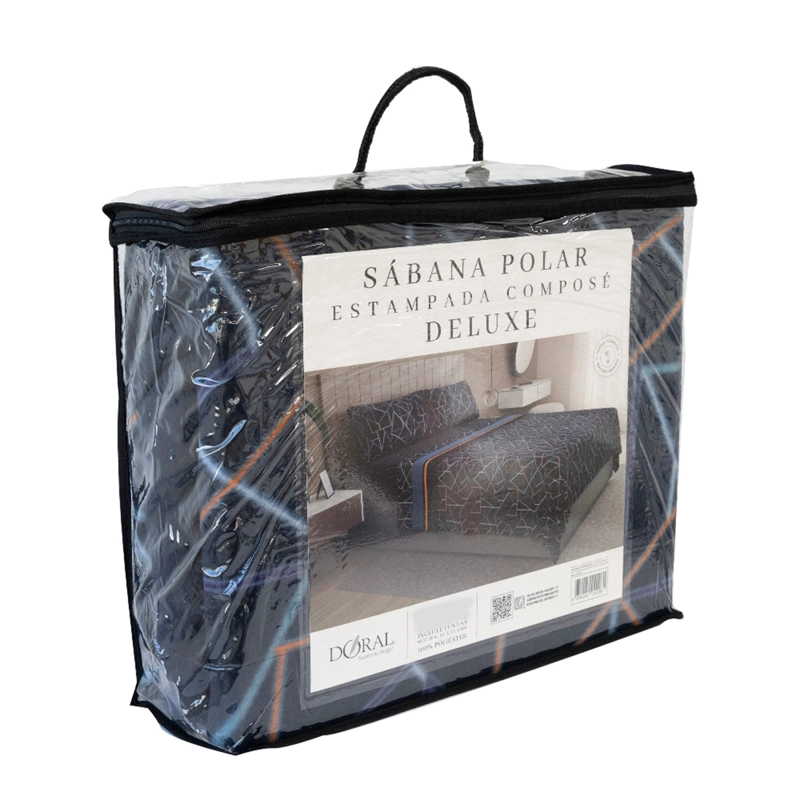 JUEGO DE SÁBANAS DORAL NEBULA POLAR ESTAMPADO 1.5 PLAZAS AZUL MARINO - 4
