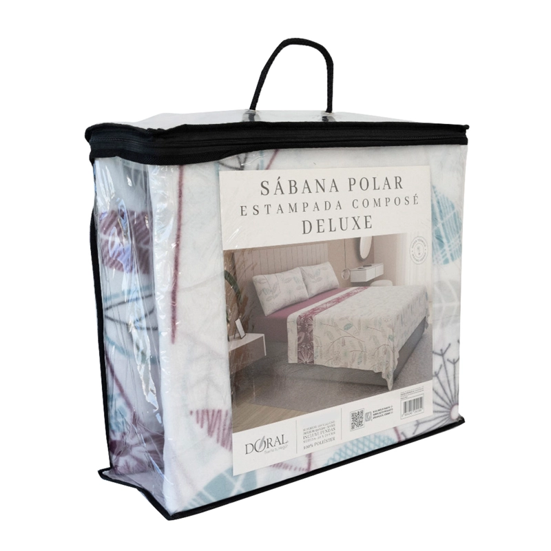 JUEGO DE SÁBANAS DORAL NEBULA POLAR ESTAMPADO 2 PLAZAS BURDEO - 4
