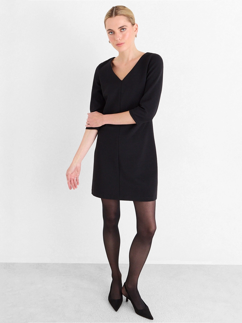 VESTIDO JUMPER MUJER ASH CORTO AJUSTADO RAYAS ESCOTE EN V MANGA 3/4 - 1