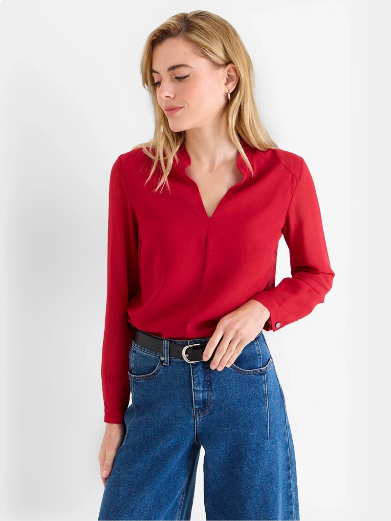 BLUSA MUJER ASH CUELLO MAO ESCOTE EN V - 1