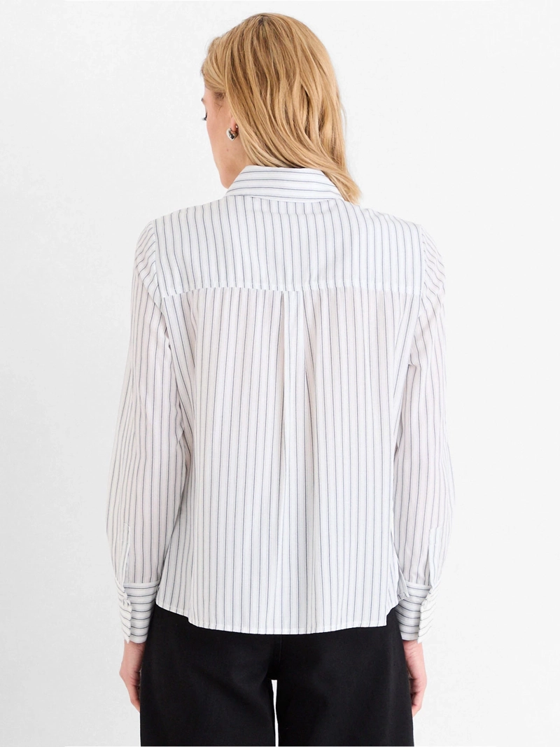 BLUSA MUJER ASH MANGA LARGA CUELLO CAMISERO TELA RAYADA - 2