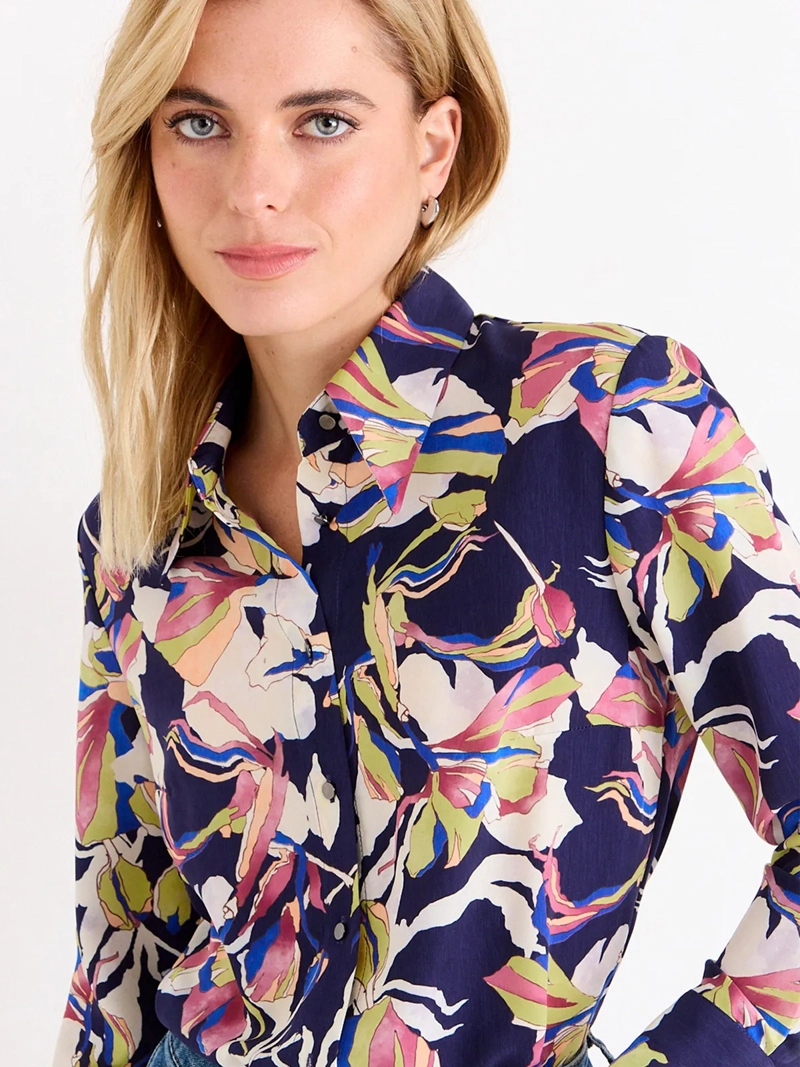 BLUSA MUJER ASH MANGA LARGA CUELLO CAMISERO BOTONES METÁLICOS - 3