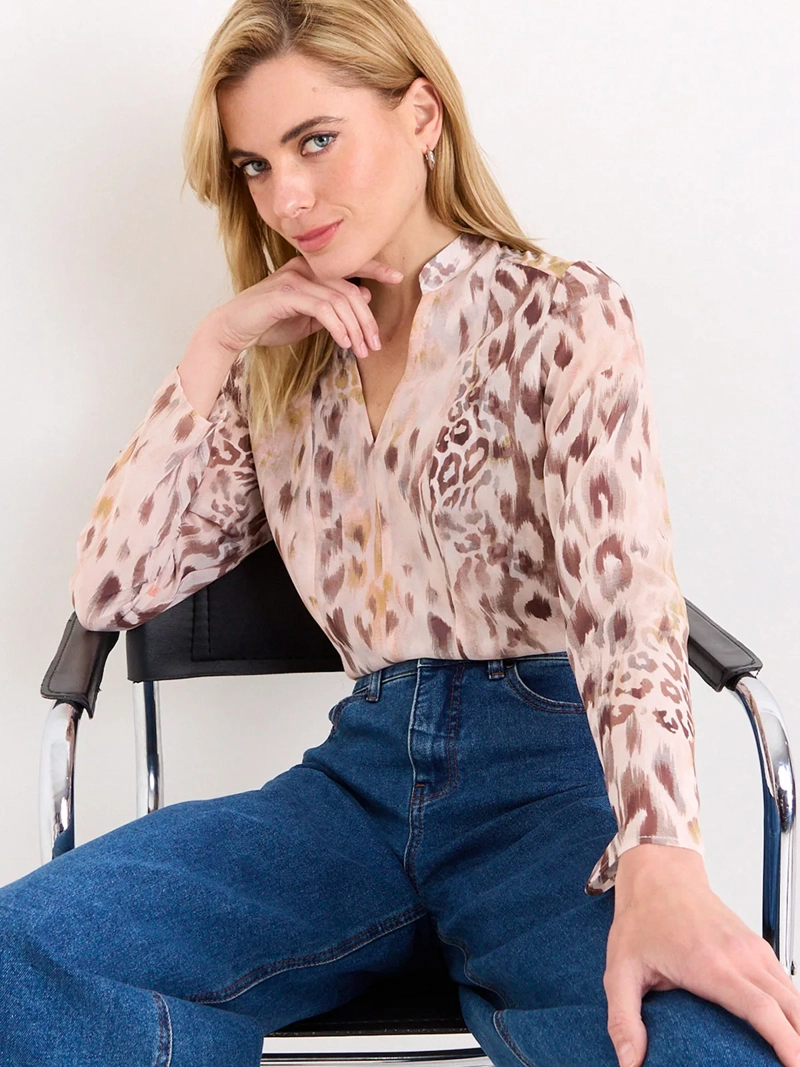 BLUSA MUJER ASH CUELLO MAO MANGA LARGA - 1