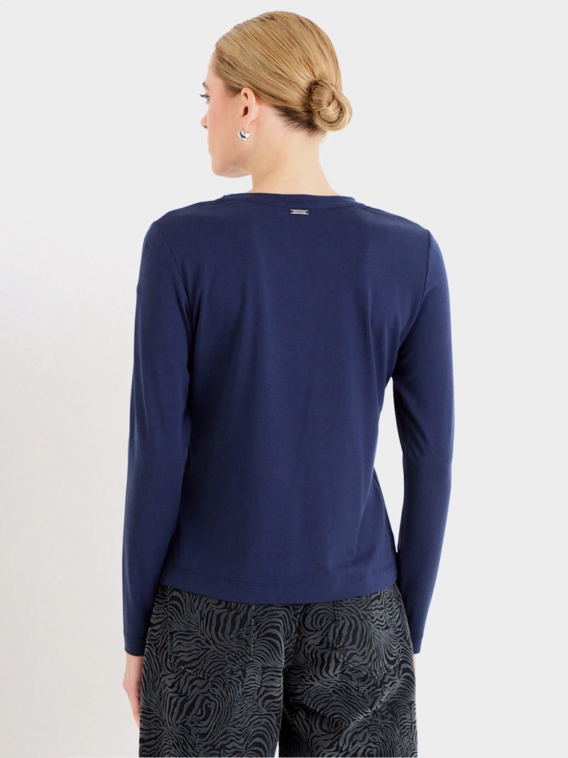 POLERA MUJER ASH MANGA LARGA CUELLO REDONDO DISEÑO LISO EN TELA - 2