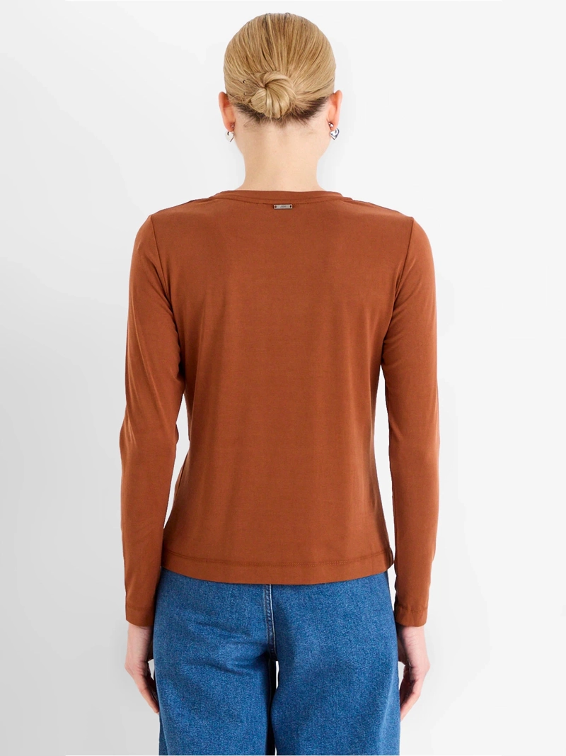 POLERA MUJER ASH MANGA LARGA CUELLO REDONDO DISEÑO LISO EN TELA - 2
