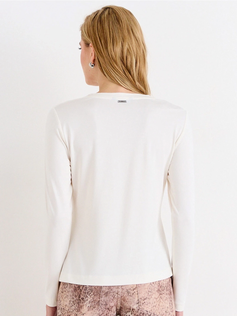 POLERA MUJER ASH MANGA LARGA CUELLO REDONDO DISEÑO LISO EN TELA - 2