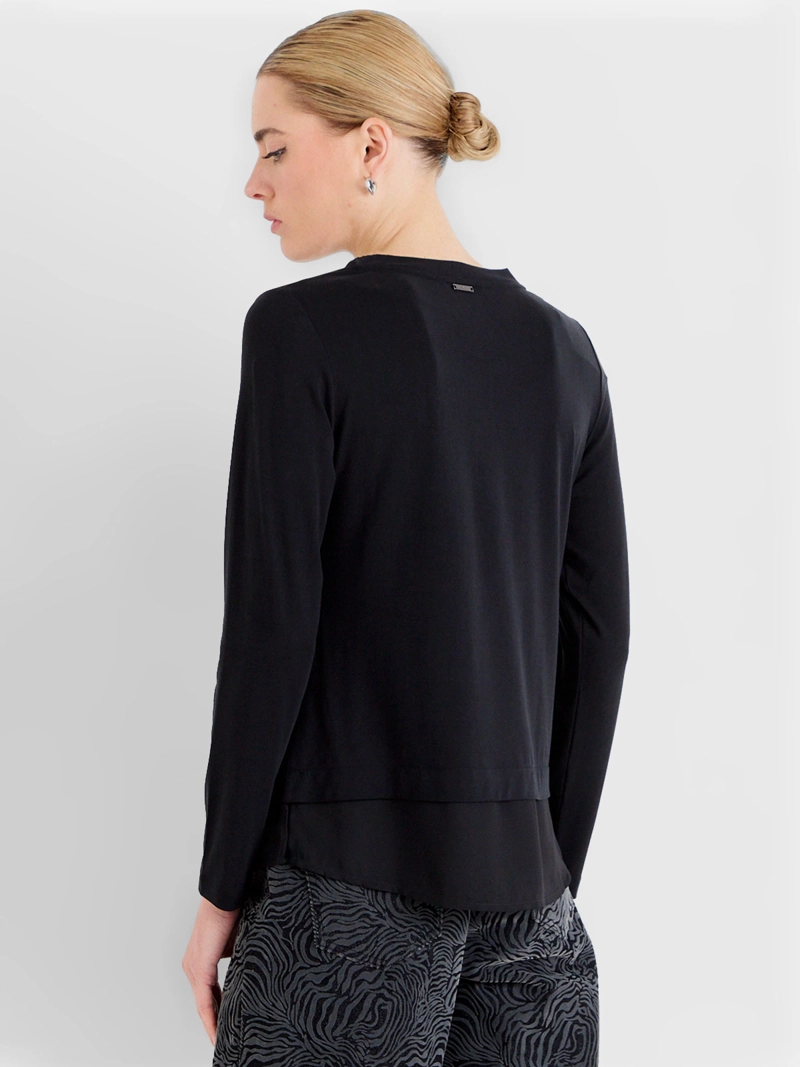 POLERA MUJER ASH MANGA LARGA CON CUELLO REDONDO DISEÑO LISO DOBLE CAPA  - 2