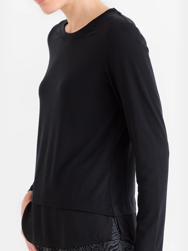 POLERA MUJER ASH MANGA LARGA CON CUELLO REDONDO DISEÑO LISO DOBLE CAPA  - 3