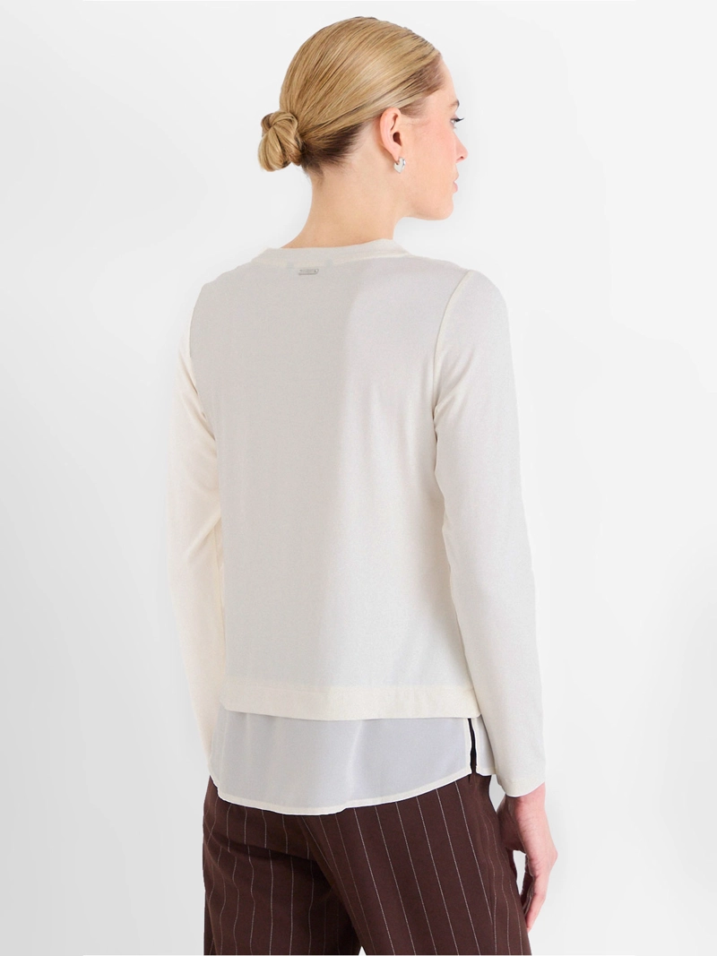 POLERA MUJER ASH MANGA LARGA CON CUELLO REDONDO DISEÑO LISO DOBLE CAPA  - 2
