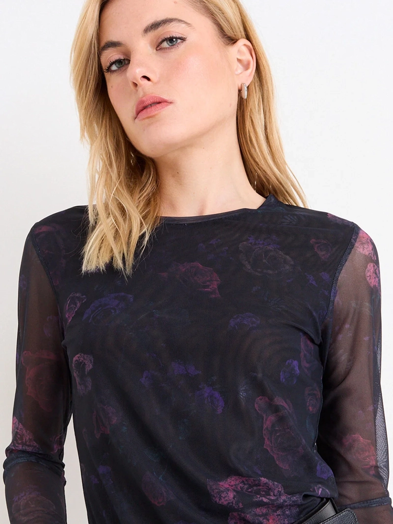 POLERA MUJER ASH MANGA LARGA CUELLO REDONDO DISEÑO PRINT FLORAL - 3