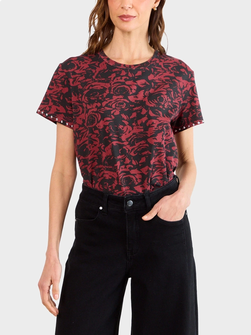 POLERA MUJER ASH MANGA CORTA CUELLO REDONDO DISEÑO PRINT FLORAL