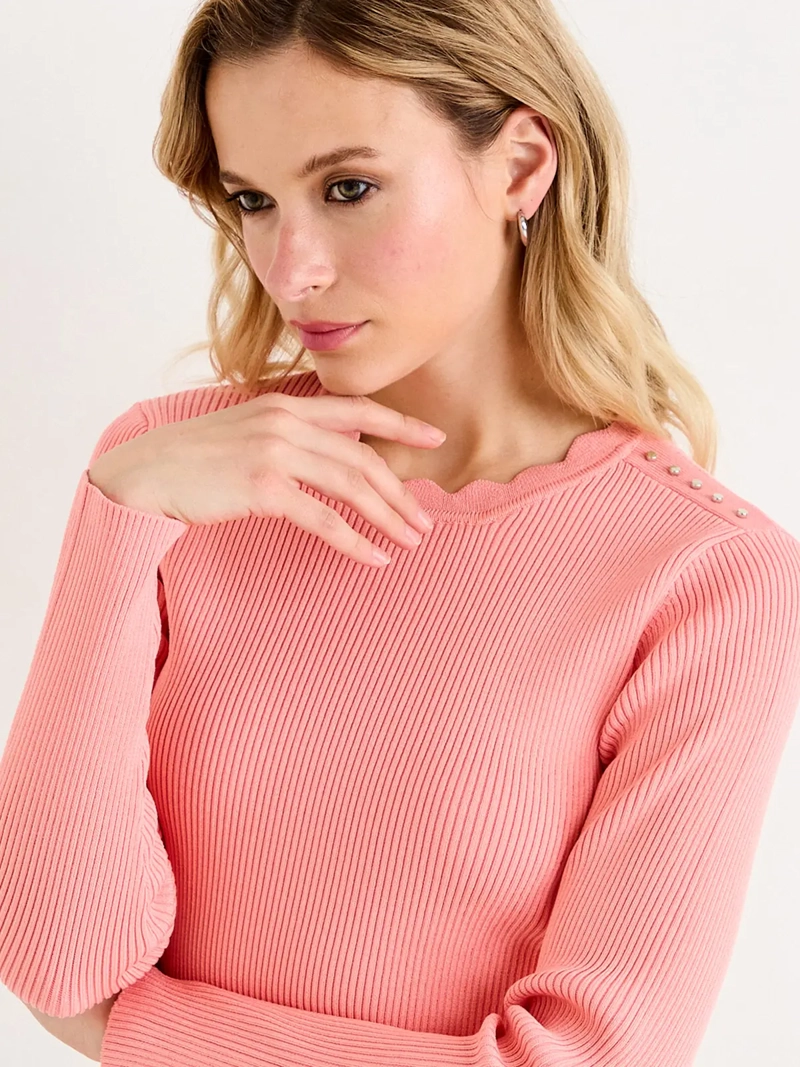 POLERA MUJER ASH MANGA LARGA TEJIDO ACANALADO - 3