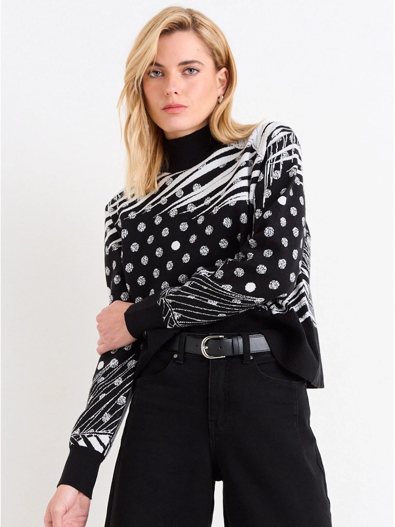 SWEATER MUJER ASH CUELLO ALTO ACANALADO - 1