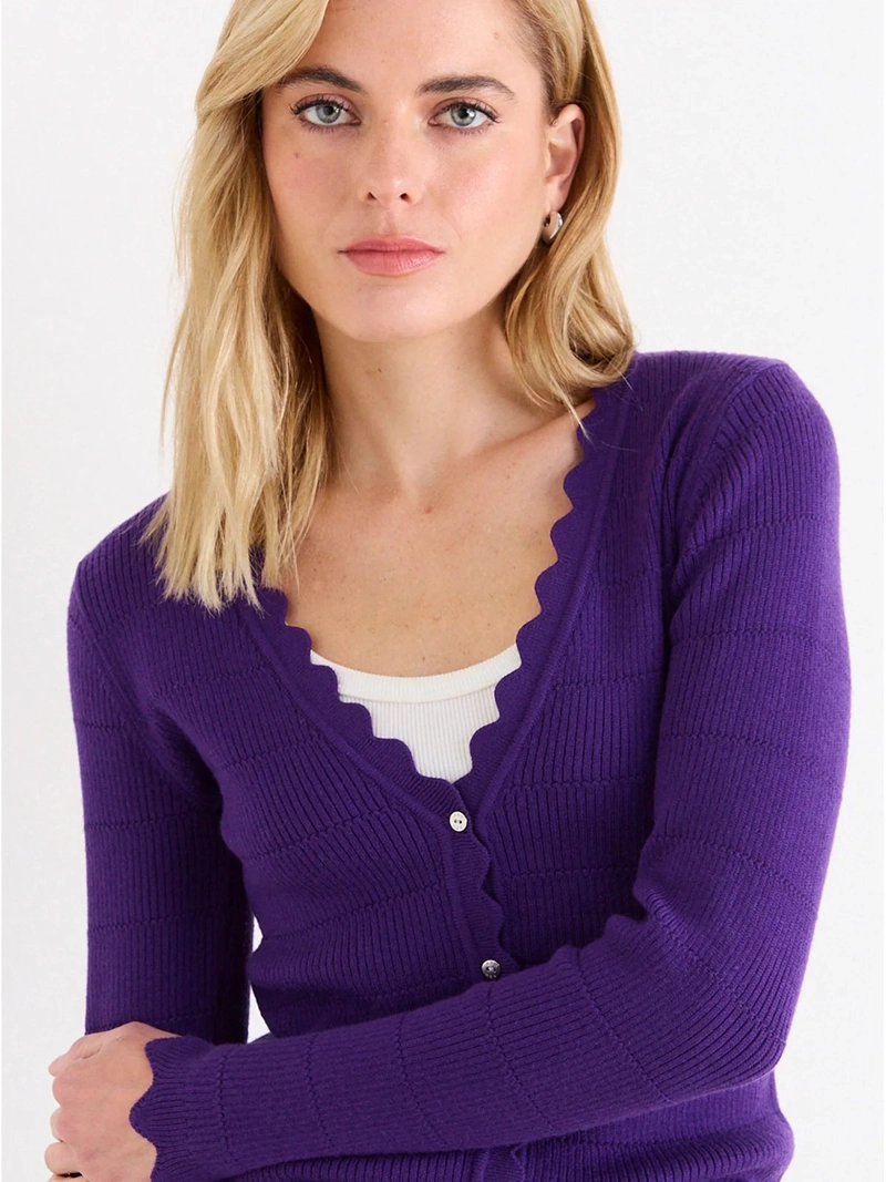 CARDIGAN MUJER ASH ESCOTE V ACANALADO - 3