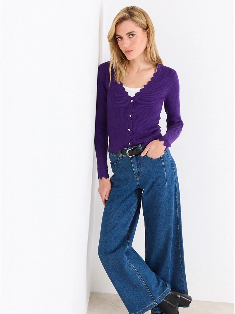 CARDIGAN MUJER ASH ESCOTE V ACANALADO - 4
