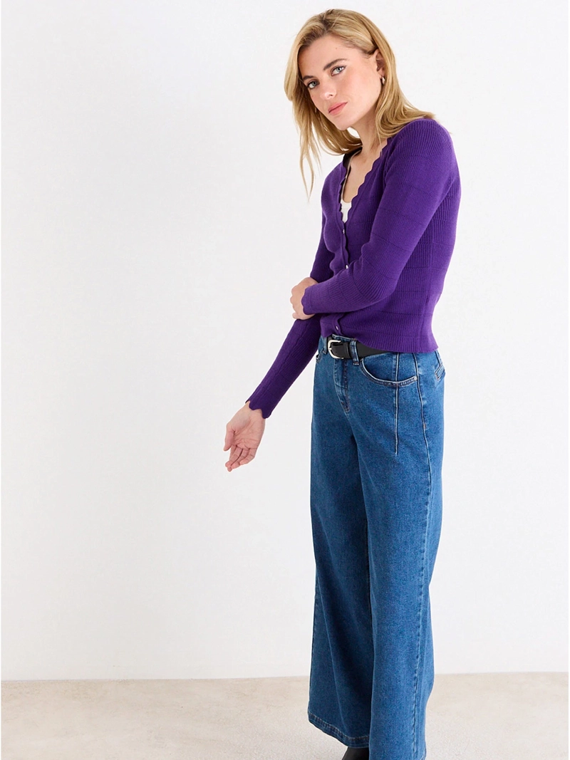 CARDIGAN MUJER ASH ESCOTE V ACANALADO - 5