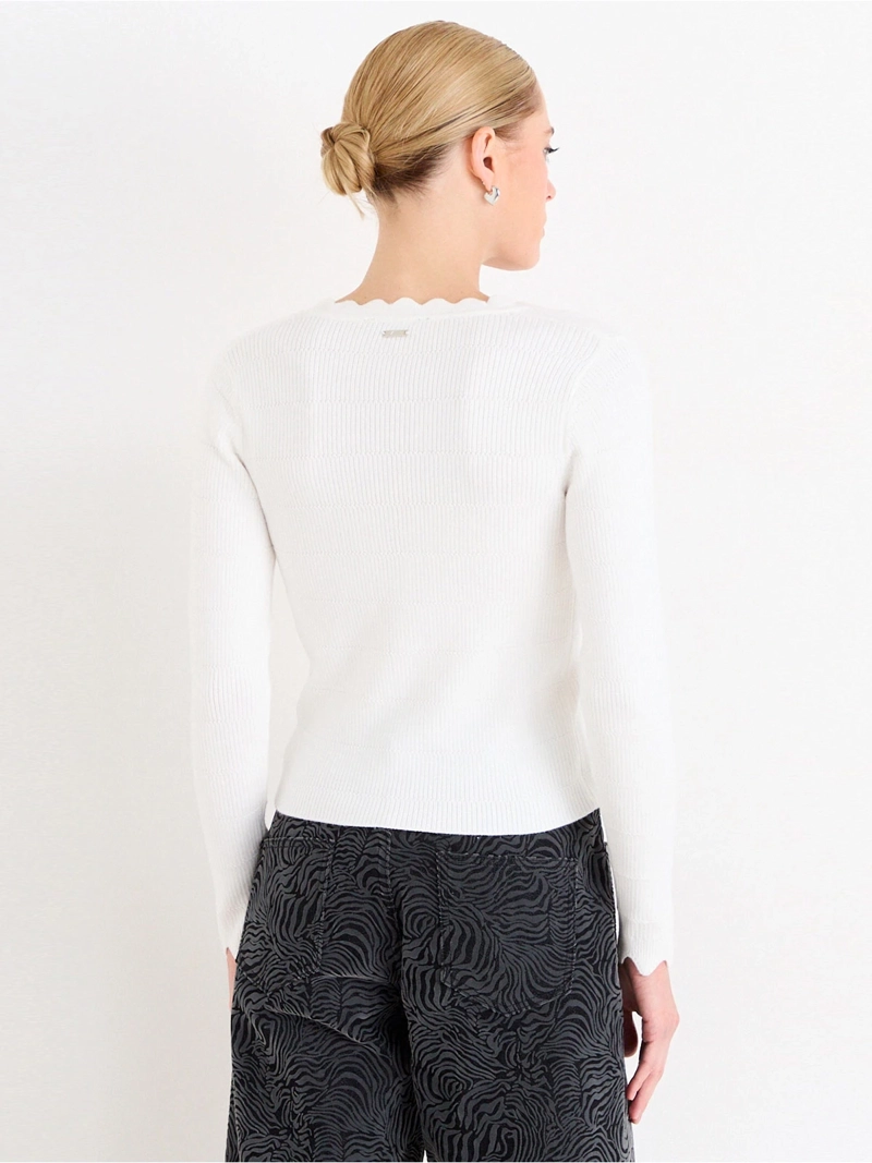 CARDIGAN MUJER ASH ESCOTE V ACANALADO - 2