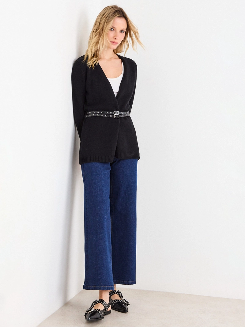 CARDIGAN MUJER ASH MANGA LARGA ESCOTE EN V ABIERTO - 4