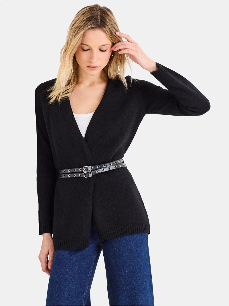 CARDIGAN MUJER ASH MANGA LARGA ESCOTE EN V ABIERTO