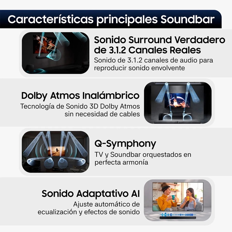 SOUNDBAR BLUETOOTH SAMSUNG Q-SERIES HW-Q600H 3.1.2 SUBWOOFER (2026) - 5