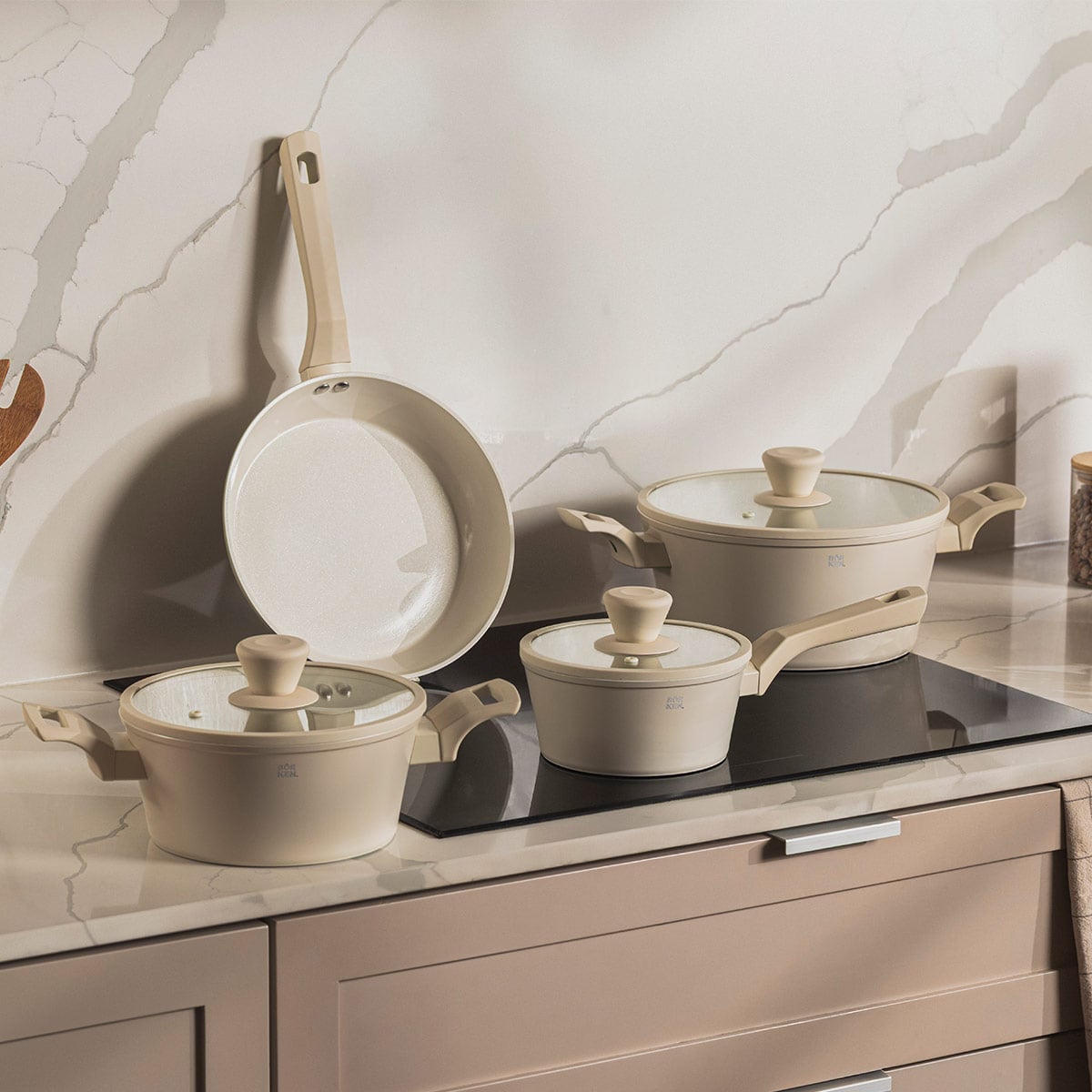 BATERÍA DE COCINA BÖRKEN CERAMIC LINEN 7 PIEZAS BEIGE - 1