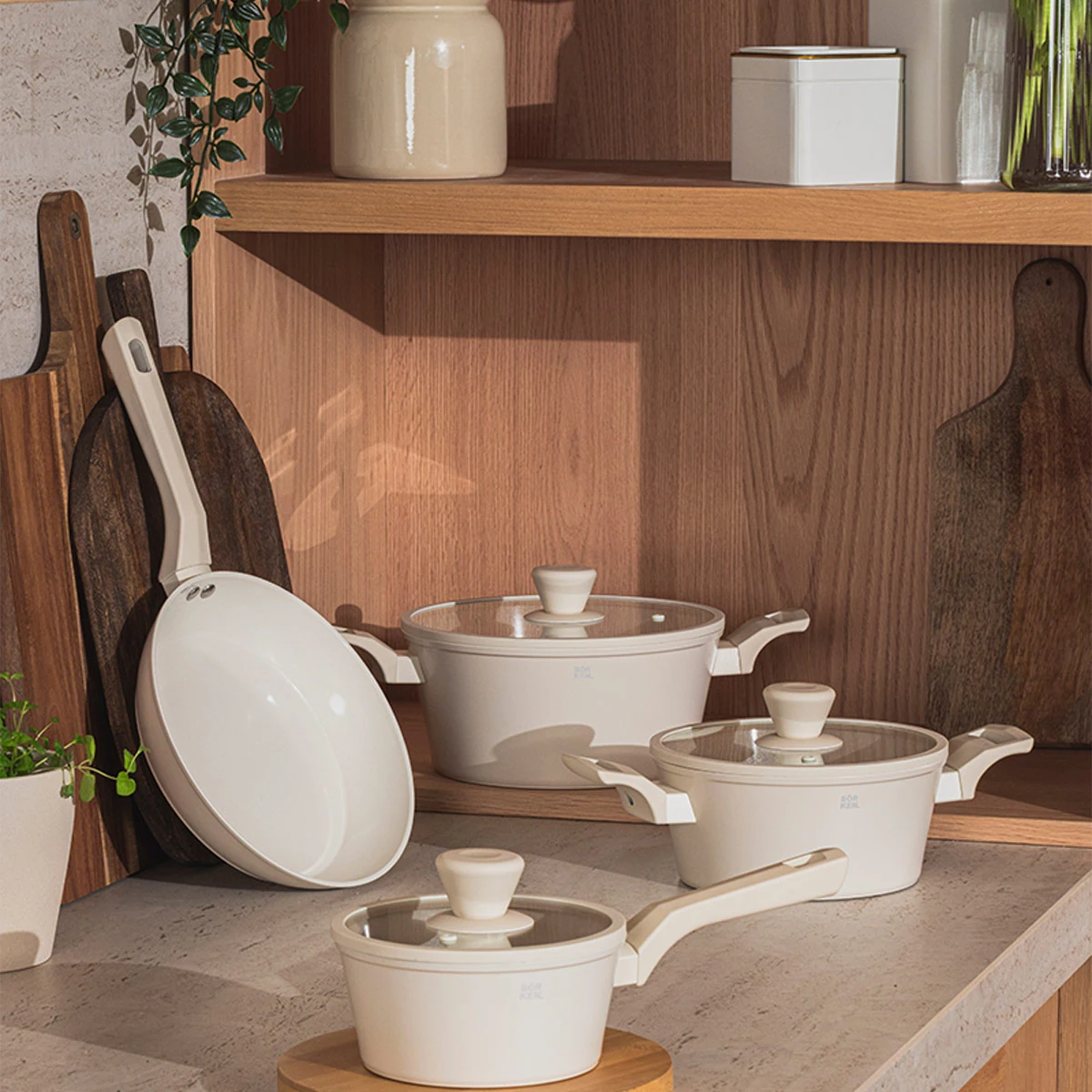 BATERÍA DE COCINA BÖRKEN CERAMIC LINEN 7 PIEZAS BEIGE - 8