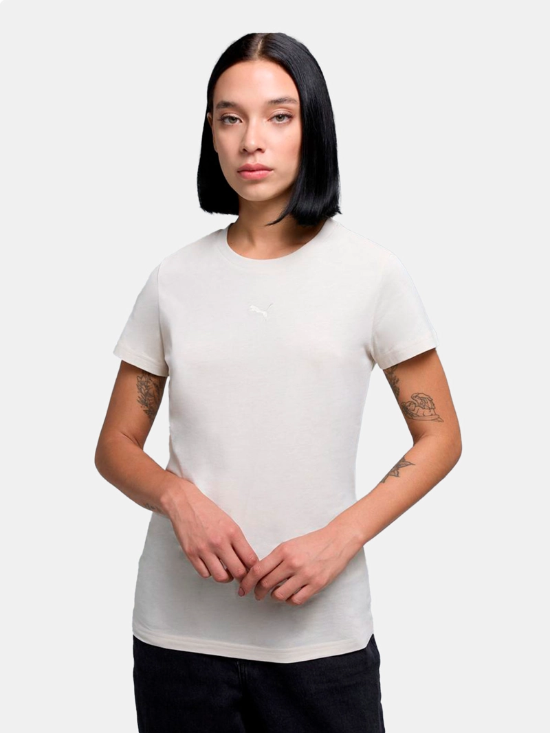 POLERA MUJER PUMA ESSENTIALS CAT LOGO ALGODÓN BLANCO