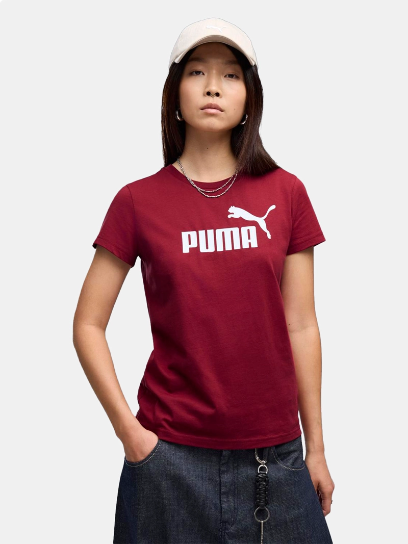 POLERA MUJER PUMA ESSENTIALS LOGO ROJO