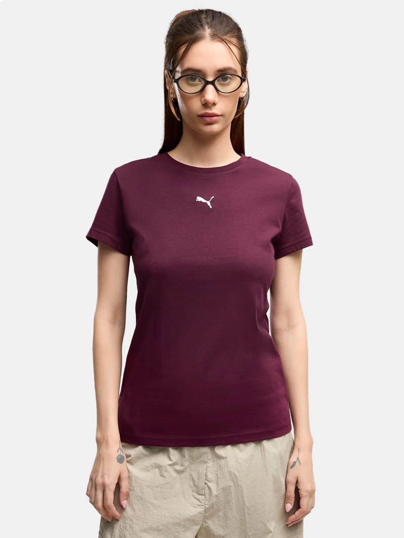 POLERA MUJER PUMA ESSENTIALS CAT LOGO ALGODÓN ROJO