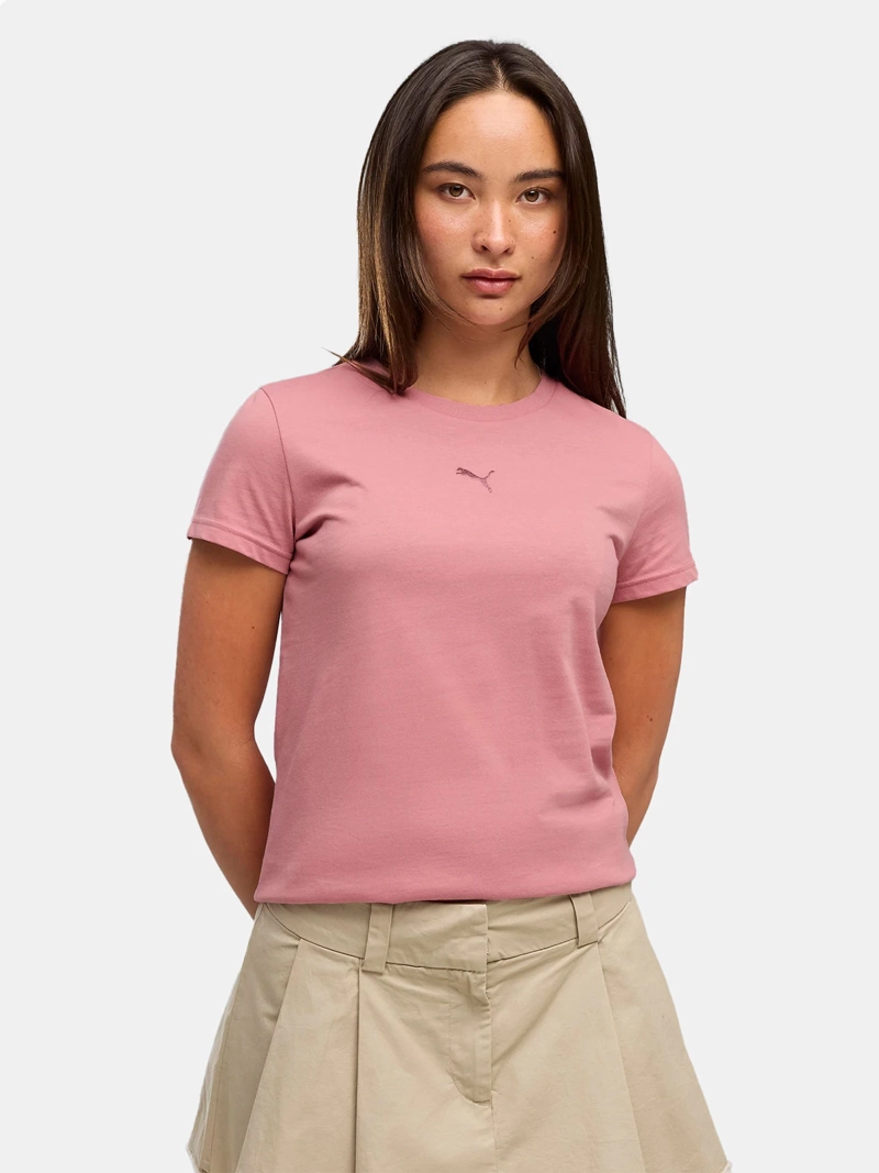 POLERA MUJER PUMA ESSENTIALS CAT LOGO ALGODÓN ROSADO