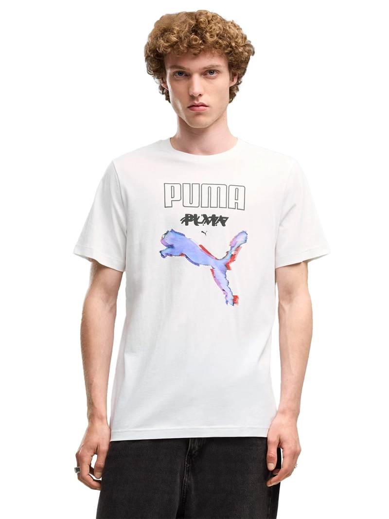 POLERA HOMBRE PUMA GRAPHICS CYBER ALGODÓN BLANCO