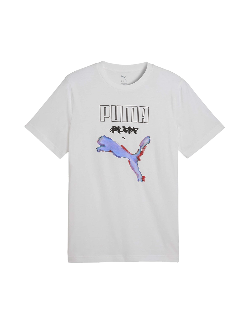 POLERA HOMBRE PUMA GRAPHICS CYBER ALGODÓN BLANCO - 4